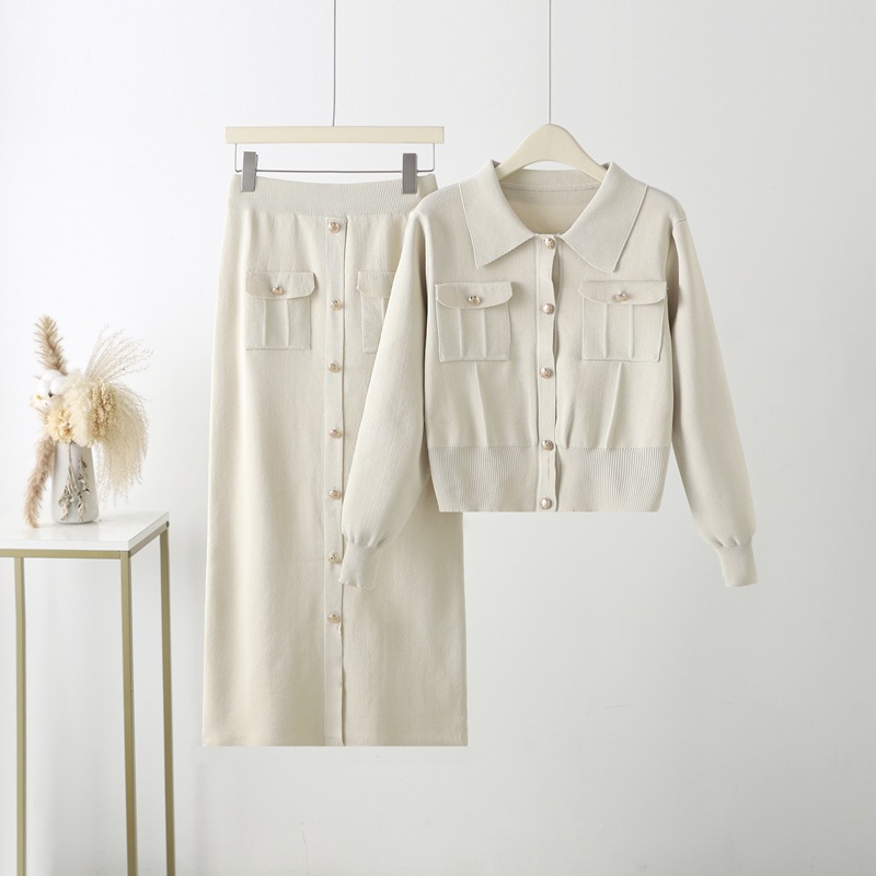 2024 Spring and Autumn Slim Knitted Small Fragrant Style Set for Women's Fashion, High Grade, Light Mature, Hip Wrapping Two Piece Set 2024 Spring and Autumn Slim Knitted Small Fragrant Style Set for Women's Fashion, High Grade, Light Mature, Hip Wrapping Two Piece Set