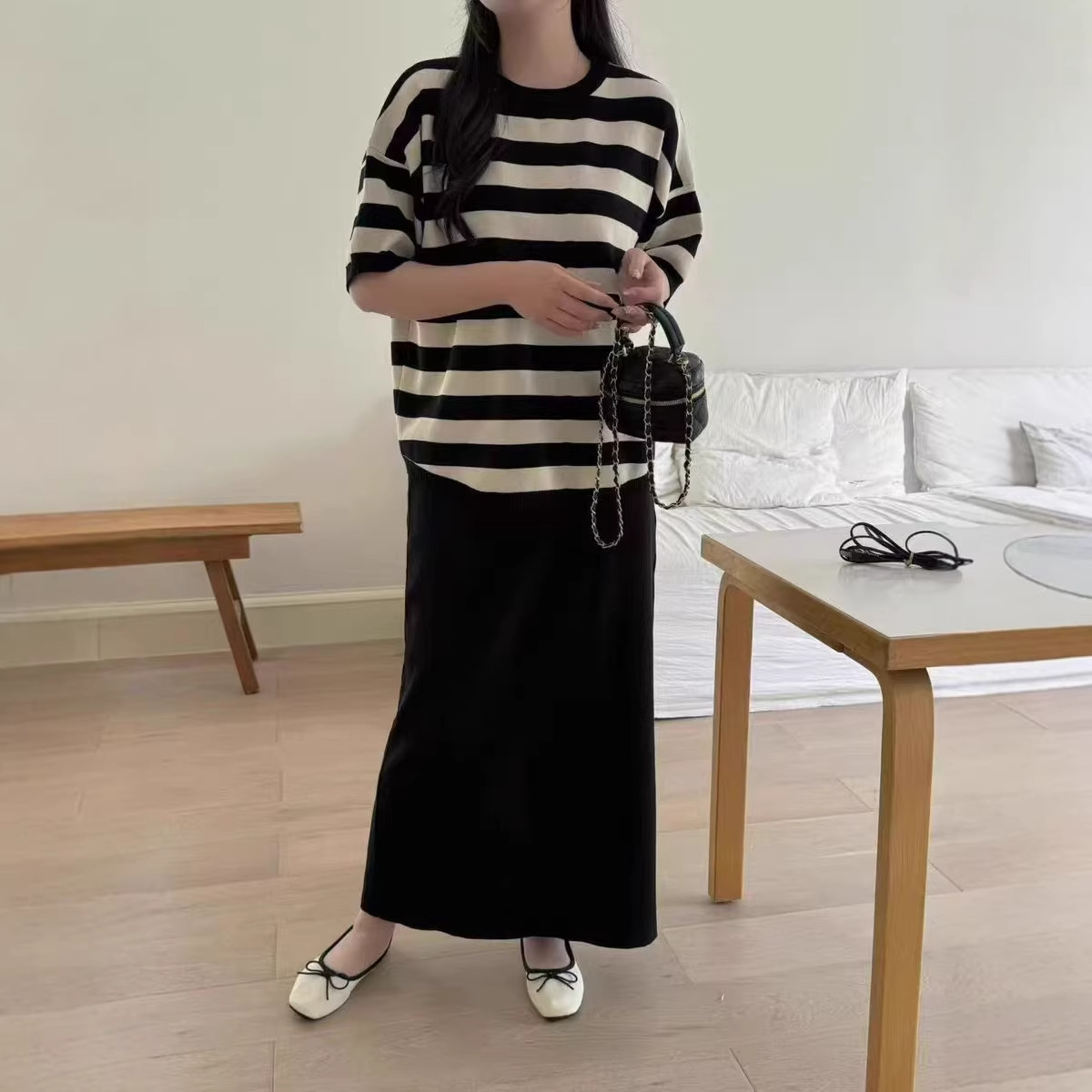 Shopee Cross border New Women's Fashion Set Short Sleeve T-shirt+High Waist Half Skirt Two Piece Set Spring and Summer Wear with Women