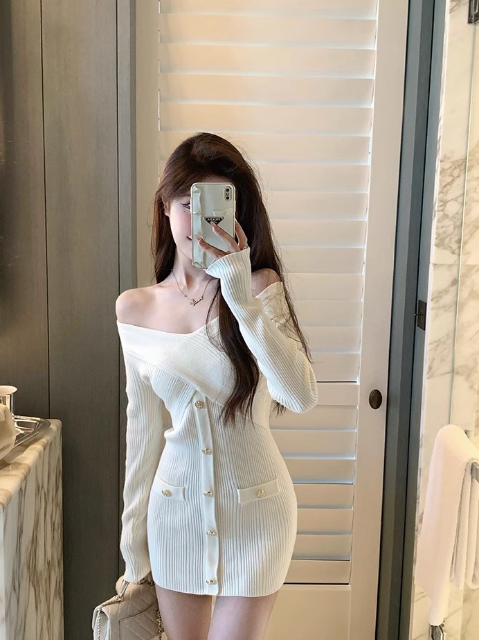 JustQin Waist Line Girl 2025 New Cross Knitted Skirt Temperament Sweater Dress Women's Short Skirt Women