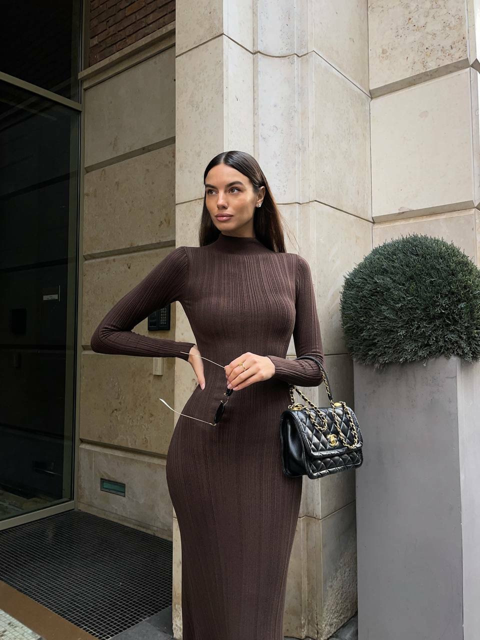 Cross border European and American knitted high neck long sleeved tight skirt autumn and winter new long skirt elegant French knitted dress for women's fashion Cross border European and American knitted high neck long sleeved tight skirt autumn and winter new long skirt elegant French knitted dress for women's fashion