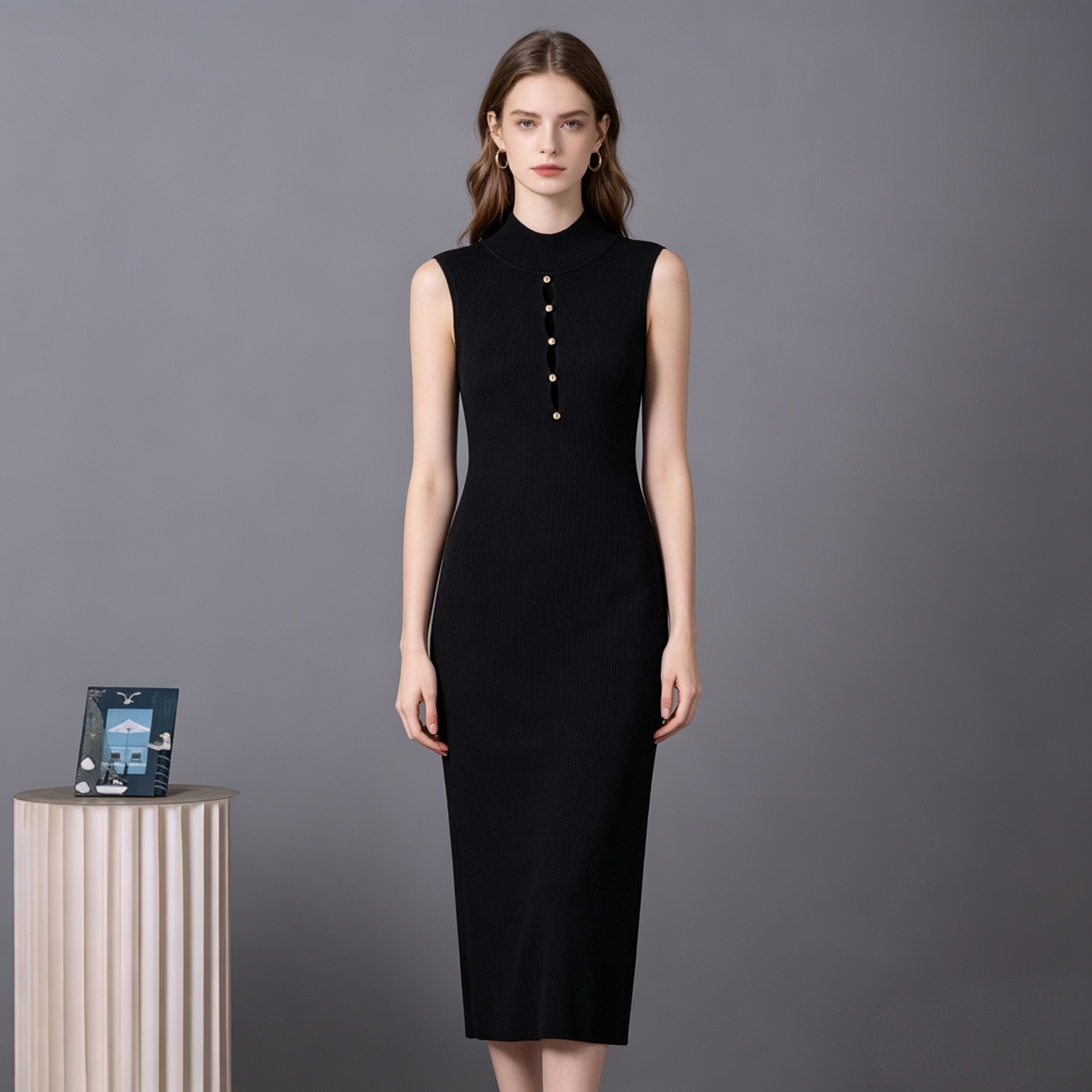 European and American Cross border Women's 2026 New Summer Sexy Hollow Knitted Sleeveless Round Neck Slimming Knitted Dress for Women European and American Cross border Women's 2026 New Summer Sexy Hollow Knitted Sleeveless Round Neck Slimming Knitted Dress for Women