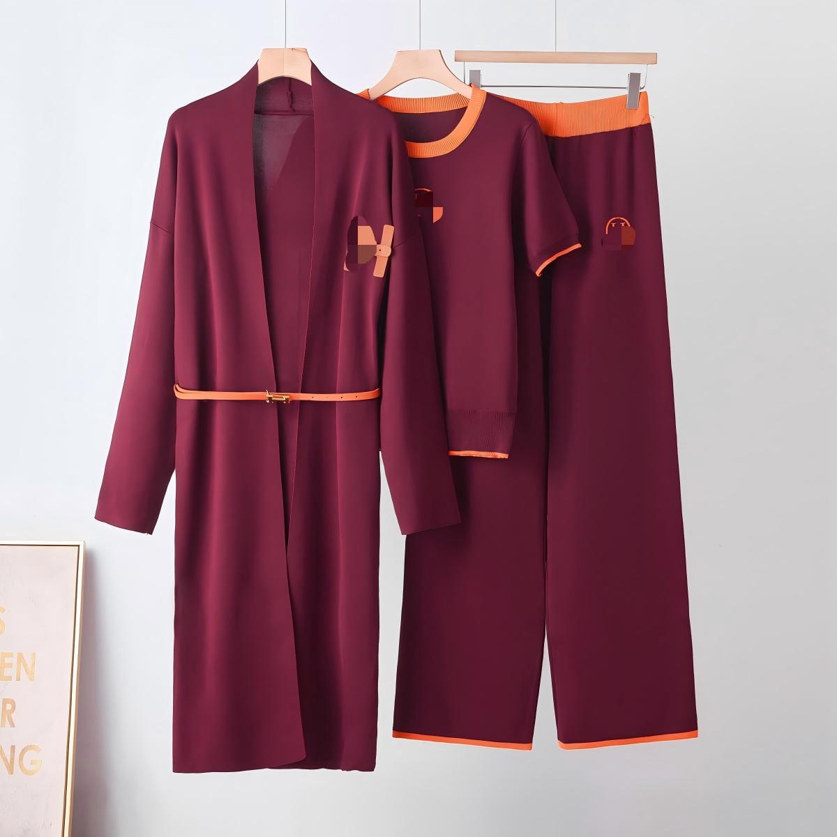Fashion foreign trade women's clothing new style temperament set autumn and winter knitted long sleeved sweater cardigan jacket three piece set Fashion foreign trade women's clothing new style temperament set autumn and winter knitted long sleeved sweater cardigan jacket three piece set