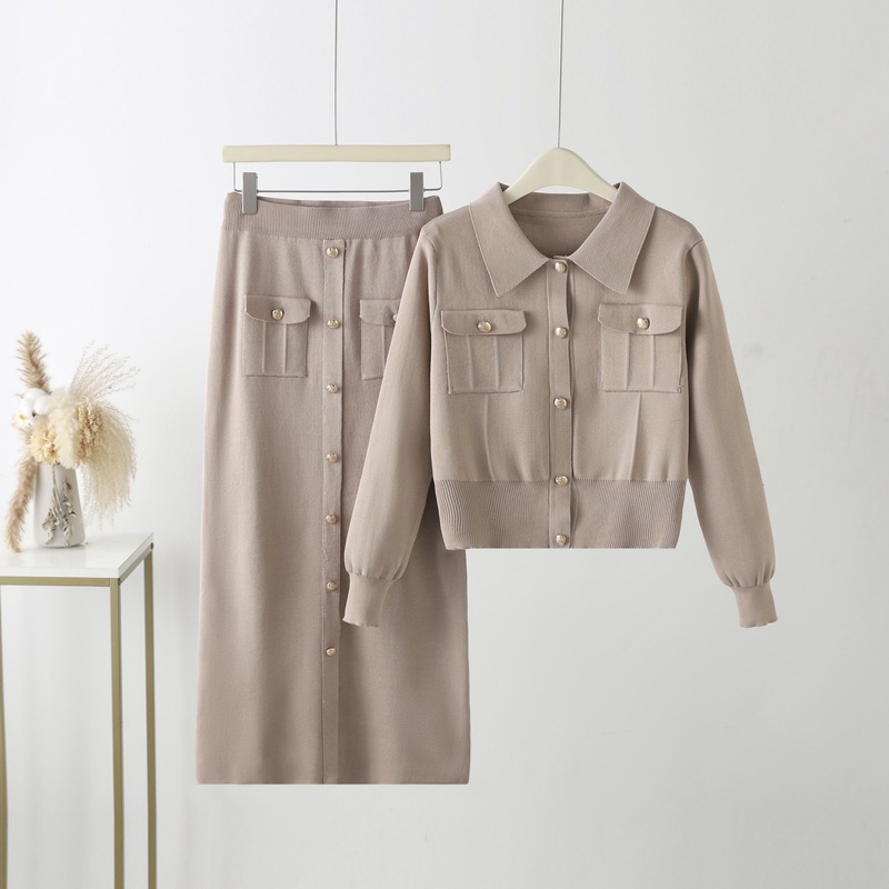 2024 Spring and Autumn Slim Knitted Small Fragrant Style Set for Women's Fashion, High Grade, Light Mature, Hip Wrapping Two Piece Set 2024 Spring and Autumn Slim Knitted Small Fragrant Style Set for Women's Fashion, High Grade, Light Mature, Hip Wrapping Two Piece Set