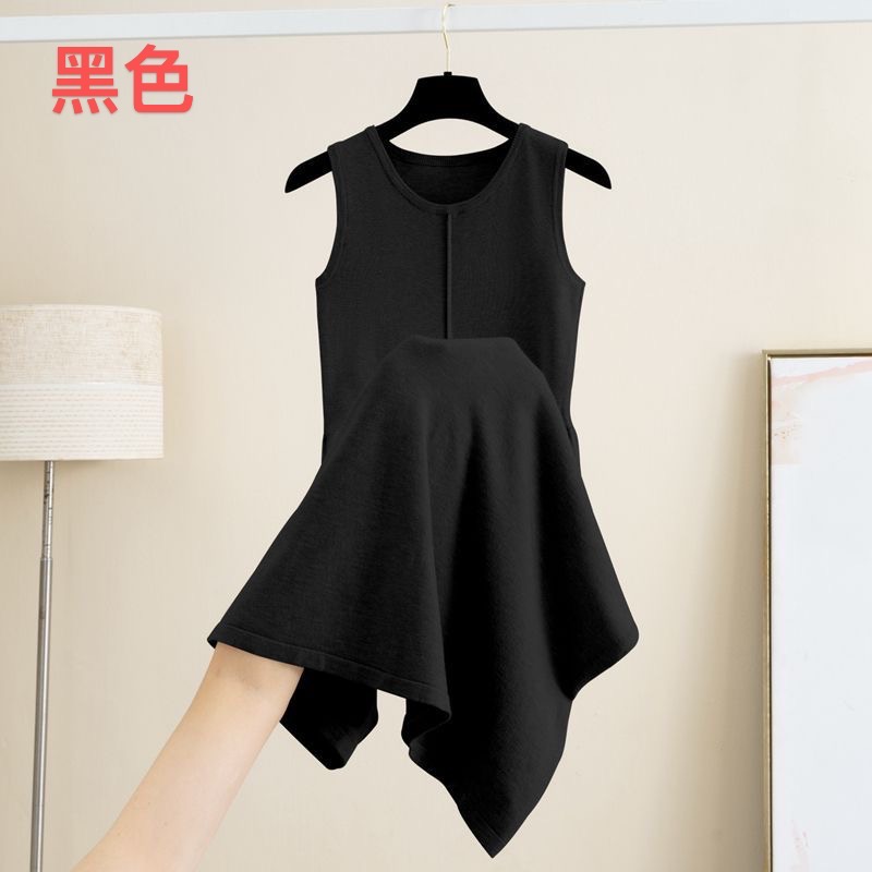 Wool round neck knitted dress for women in autumn and winter 2025, new solid color slit A-line base vest, sleeveless long skirt Wool round neck knitted dress for women in autumn and winter 2025, new solid color slit A-line base vest, sleeveless long skirt