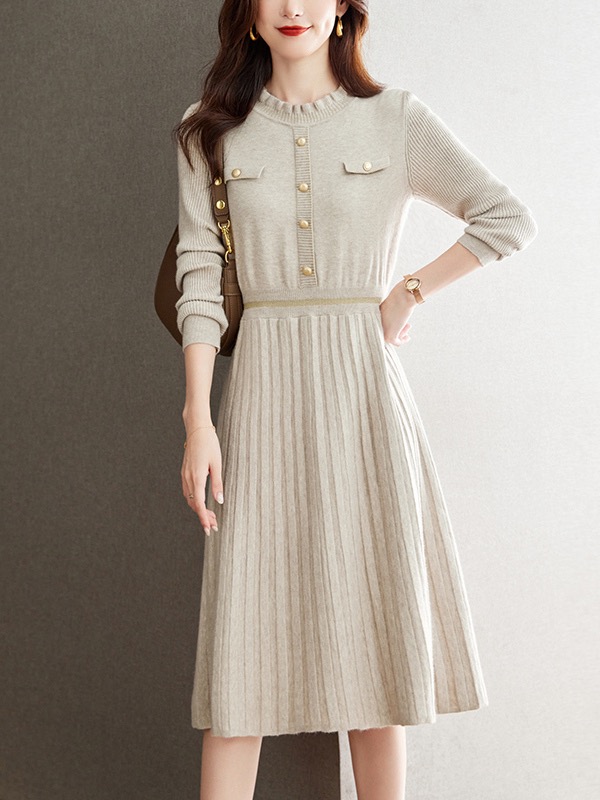 Korean Autumn/Winter Coat Knitted Knitted Knitted Knitted Dress for Women 2025 New Collection, Waist up and Look Thin, Outer Wearing Bottom Coat, Woolen Dress Korean Autumn/Winter Coat Knitted Knitted Knitted Knitted Dress for Women 2025 New Collection, Waist up and Look Thin, Outer Wearing Bottom Coat, Woolen Dress