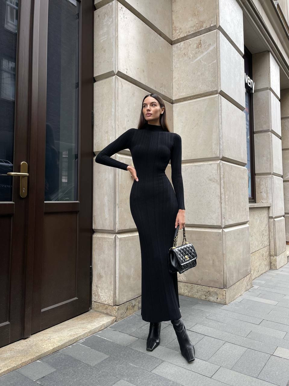 Cross border European and American knitted high neck long sleeved tight skirt autumn and winter new long skirt elegant French knitted dress for women's fashion Cross border European and American knitted high neck long sleeved tight skirt autumn and winter new long skirt elegant French knitted dress for women's fashion