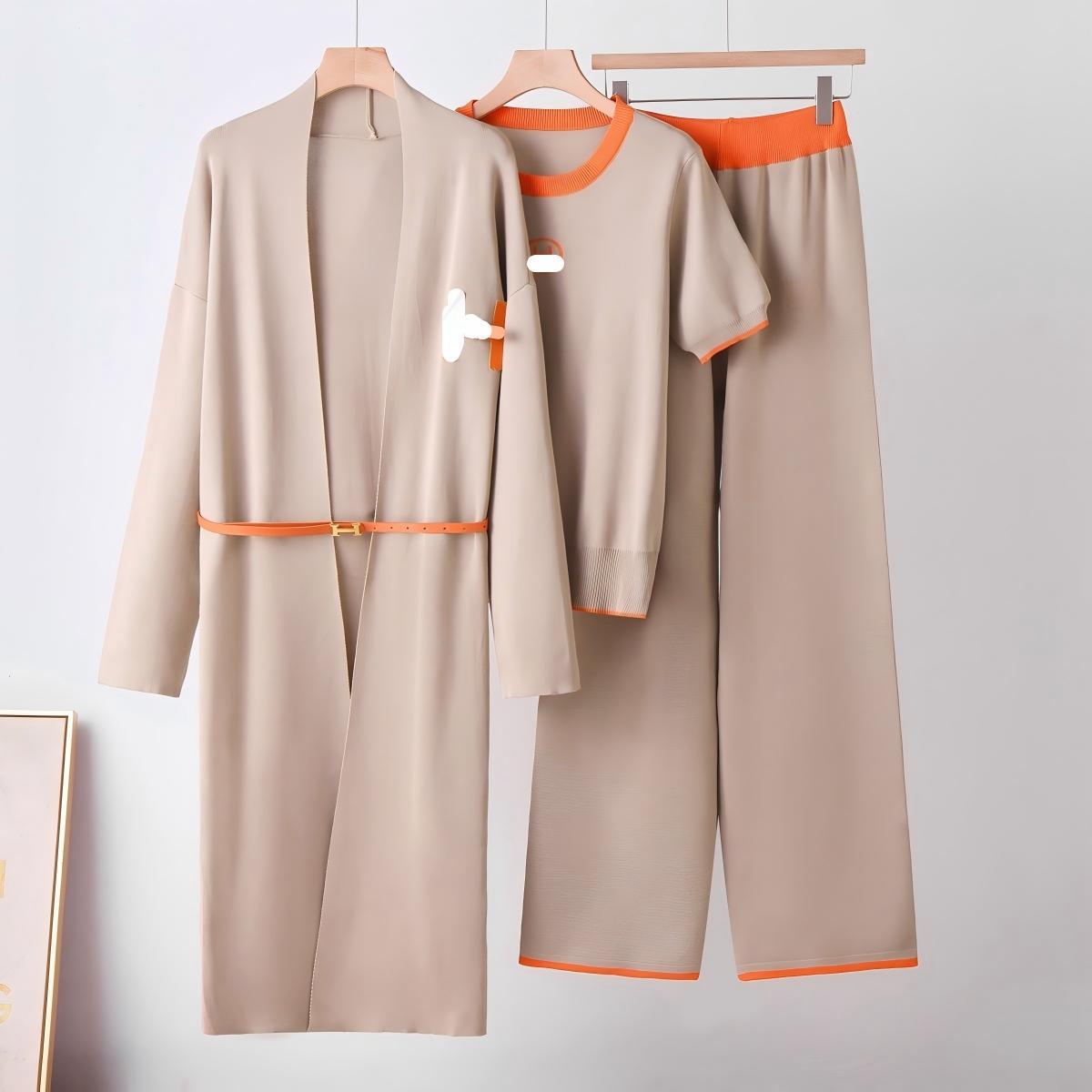 Fashion foreign trade women's clothing new style temperament set autumn and winter knitted long sleeved sweater cardigan jacket three piece set Fashion foreign trade women's clothing new style temperament set autumn and winter knitted long sleeved sweater cardigan jacket three piece set