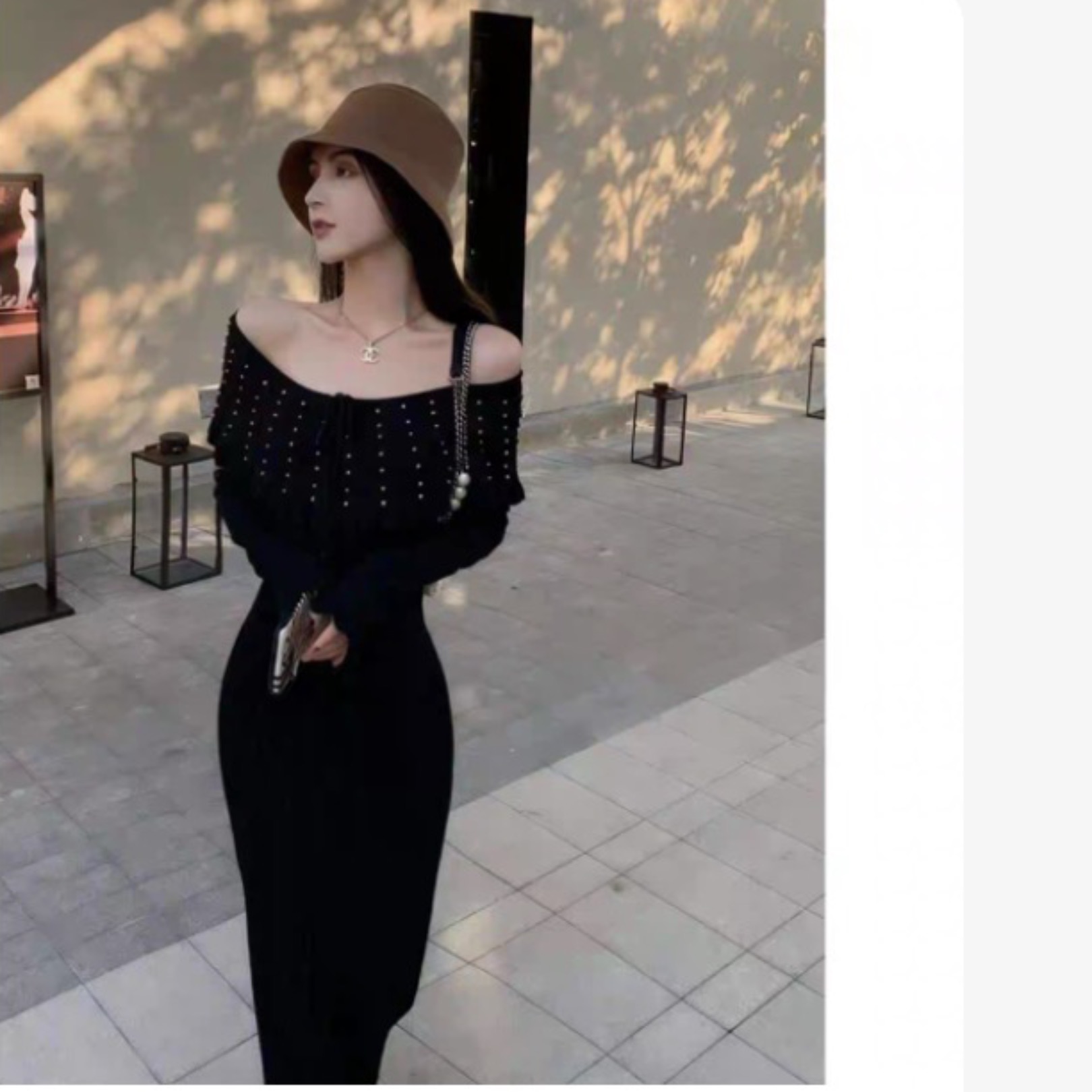 Korean elegant and graceful French knitted dress, women's 2025 new style, unique and beautiful temperament, waist cinching long skirt Korean elegant and graceful French knitted dress, women's 2025 new style, unique and beautiful temperament, waist cinching long skirt