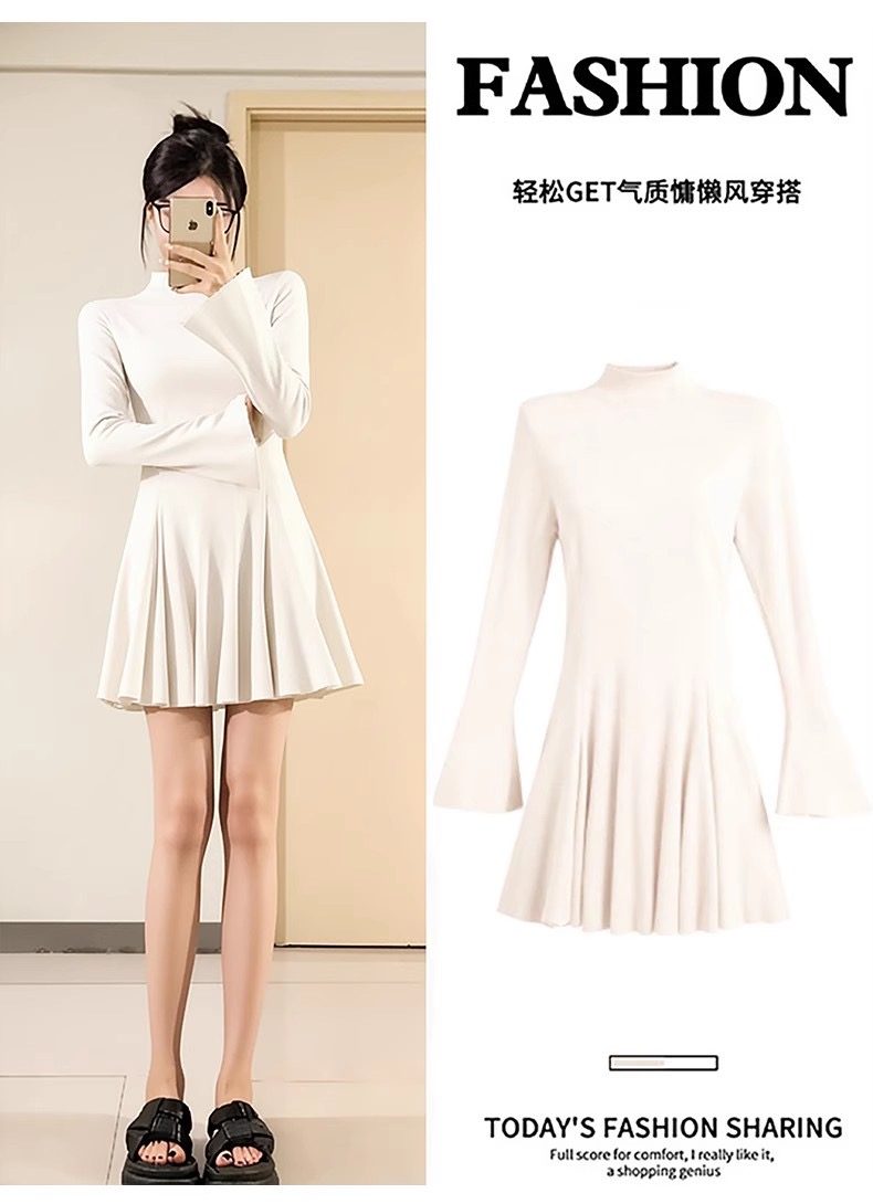 Korean black knitted dress for women in autumn and winter, short style with bottom layer, Berkeley skirt, thick black, suitable for winter wear Korean black knitted dress for women in autumn and winter, short style with bottom layer, Berkeley skirt, thick black, suitable for winter wear