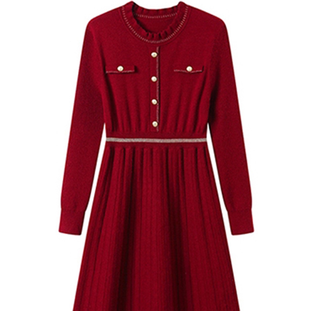 Korean Autumn/Winter Coat Knitted Knitted Knitted Knitted Dress for Women 2025 New Collection, Waist up and Look Thin, Outer Wearing Bottom Coat, Woolen Dress Korean Autumn/Winter Coat Knitted Knitted Knitted Knitted Dress for Women 2025 New Collection, Waist up and Look Thin, Outer Wearing Bottom Coat, Woolen Dress
