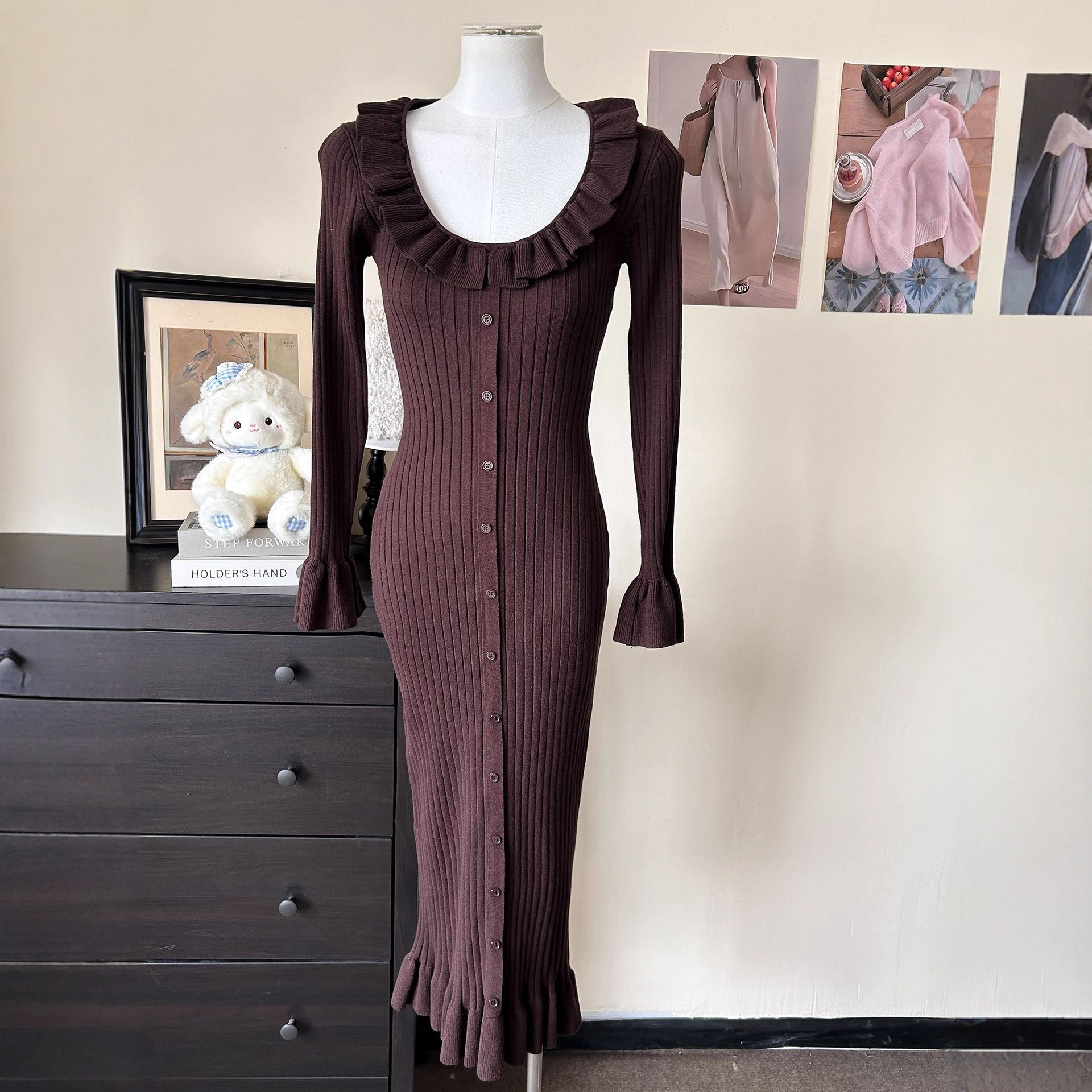 AliExpress Wish Winter New Horn Sleeve Dress for Women, Fashionable and Sexy, Spicy Girl with Waist Style, Fishtail Dress for Women AliExpress Wish Winter New Horn Sleeve Dress for Women, Fashionable and Sexy, Spicy Girl with Waist Style, Fishtail Dress for Women