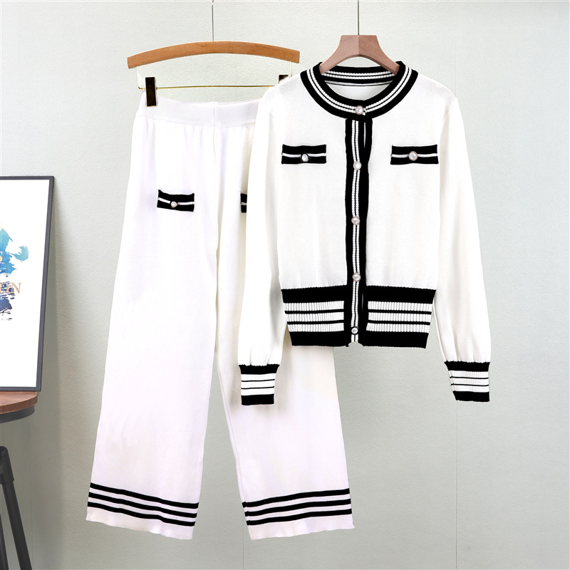 Fashionable and Age reducing Knitted Two piece Set for 2024 Autumn/Winter Ladies, Women's Sweater, Wide Leg Pants, Fashion and Casual Two piece Set Fashionable and Age reducing Knitted Two piece Set for 2024 Autumn/Winter Ladies, Women's Sweater, Wide Leg Pants, Fashion and Casual Two piece Set