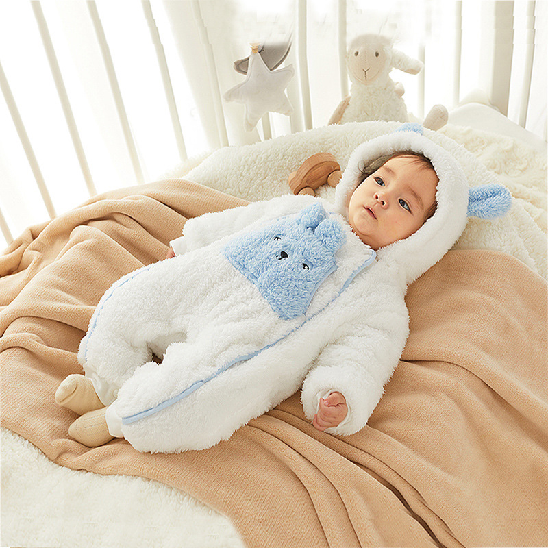 Baby jumpsuit, autumn and winter jumpsuit, crawling clothes, cotton clothes, baby clothes, winter clothes, climbing clothes, winter thick clothes, hair replacement