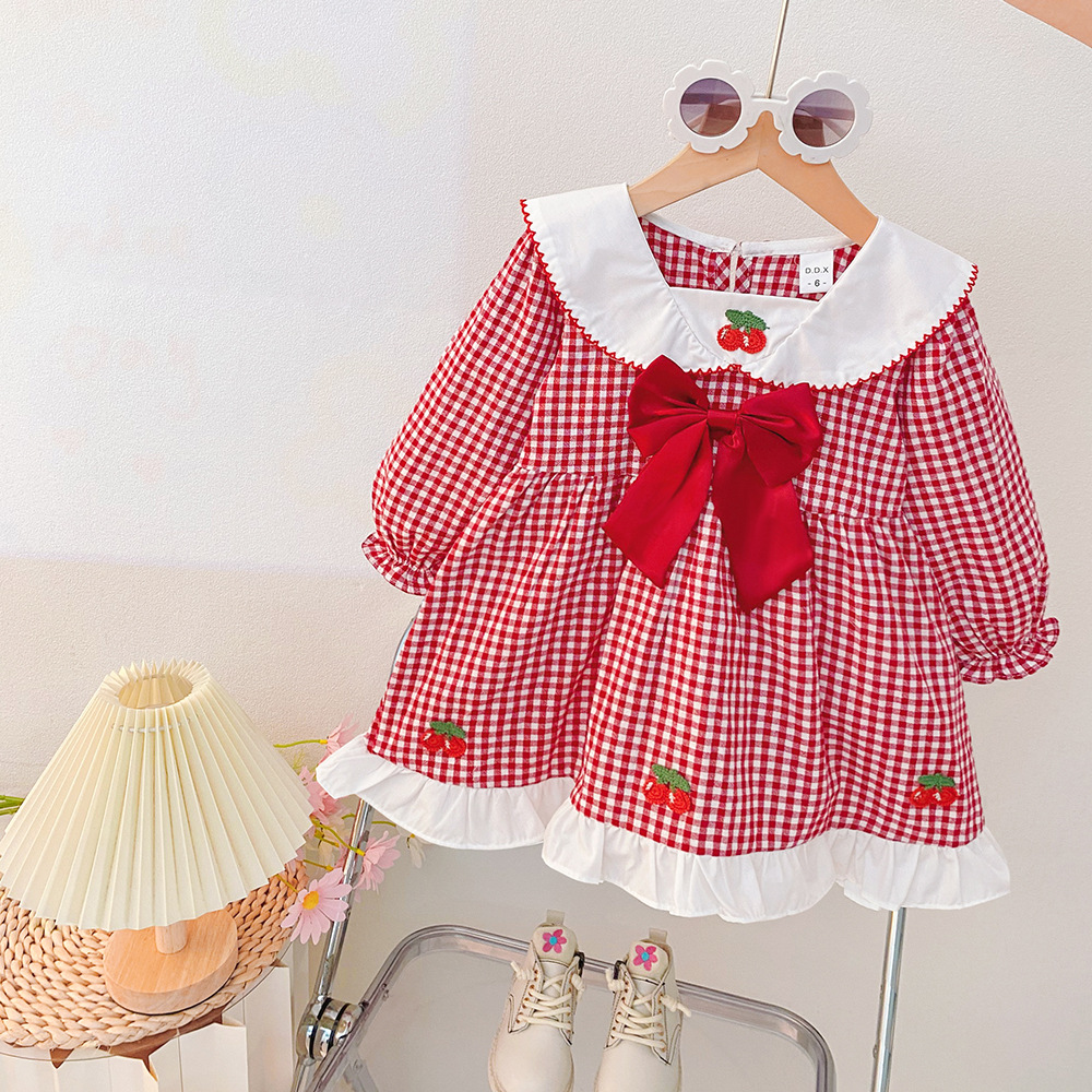 Foreign Trade Wholesale 2025 Autumn Baby Girls' Fashion Western Dress, Sweet Princess Dress for Children, Trendy Live Streaming Supply