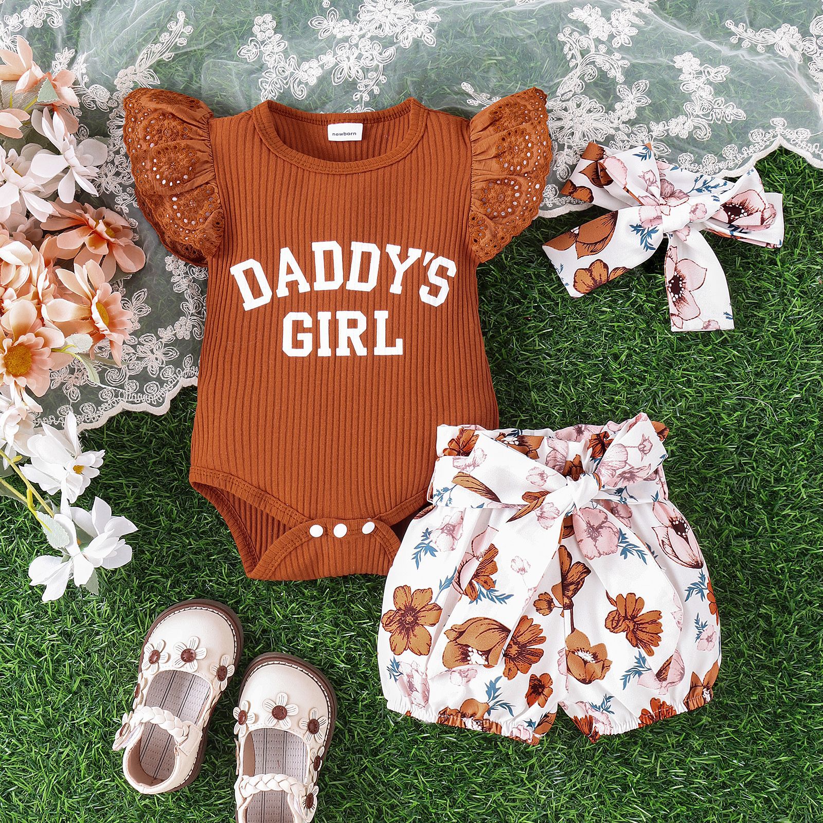 2024 foreign trade women's treasure summer sleeveless letter jumpsuit floral shorts set for girls two-piece set factory direct sales