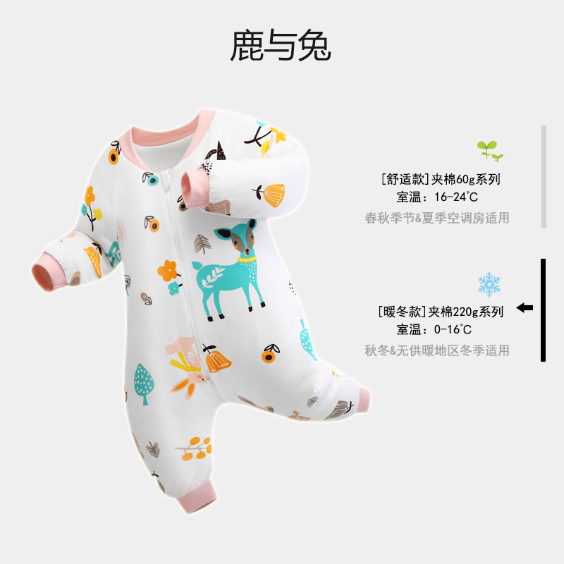 2024 new baby sleeping bag autumn and winter thick pure cotton baby sleeping bag, children's bag kicked and separated by children's sleeping bag