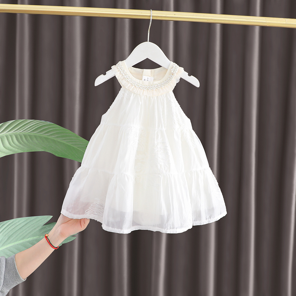 Foreign trade wholesale children's sweet sleeveless solid color dress 2025 summer new style fashionable dress trendy supply