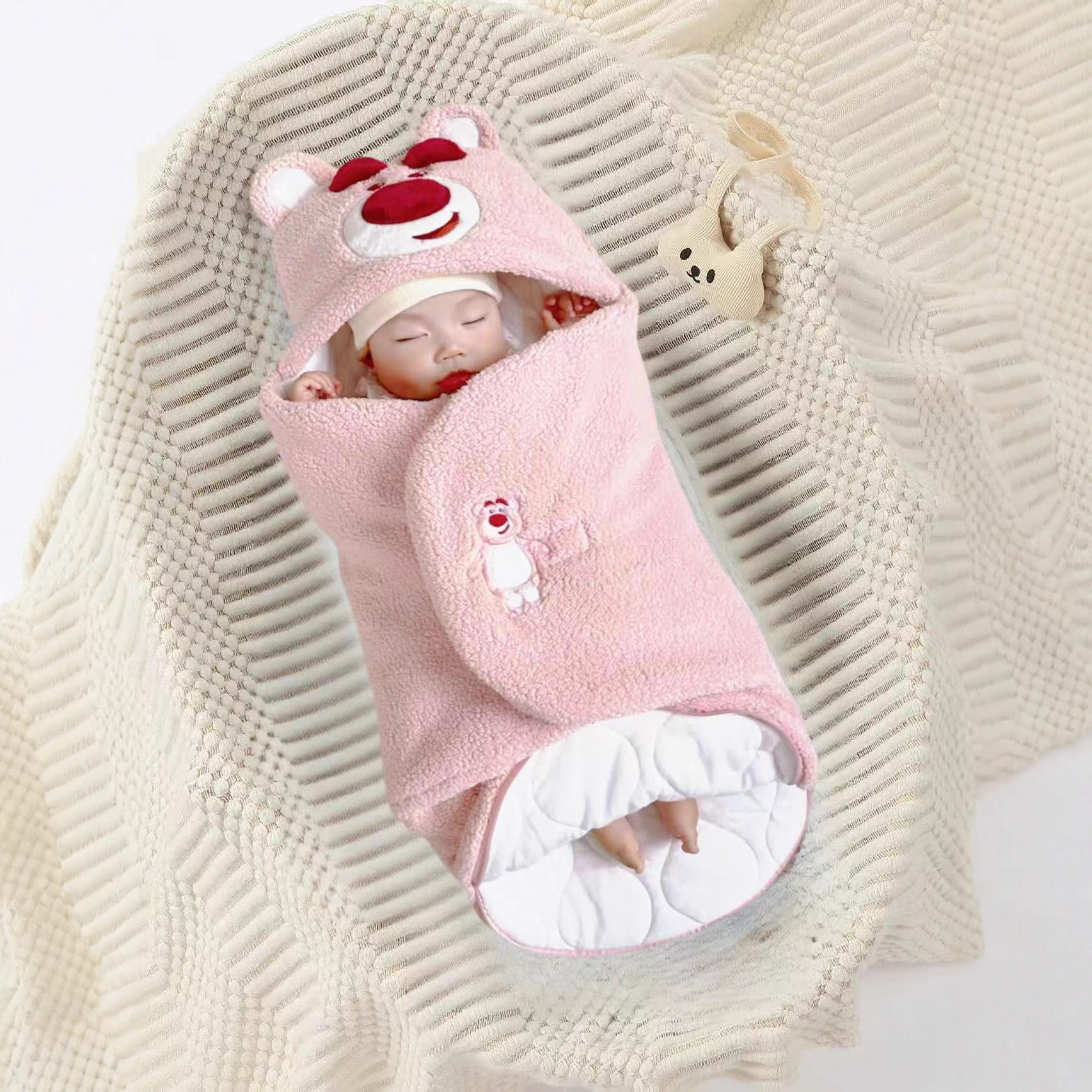 Baby zipper duvet, autumn and winter thick sleeping bag, newborn clothes, newborn baby, winter pure cotton outdoor duvet