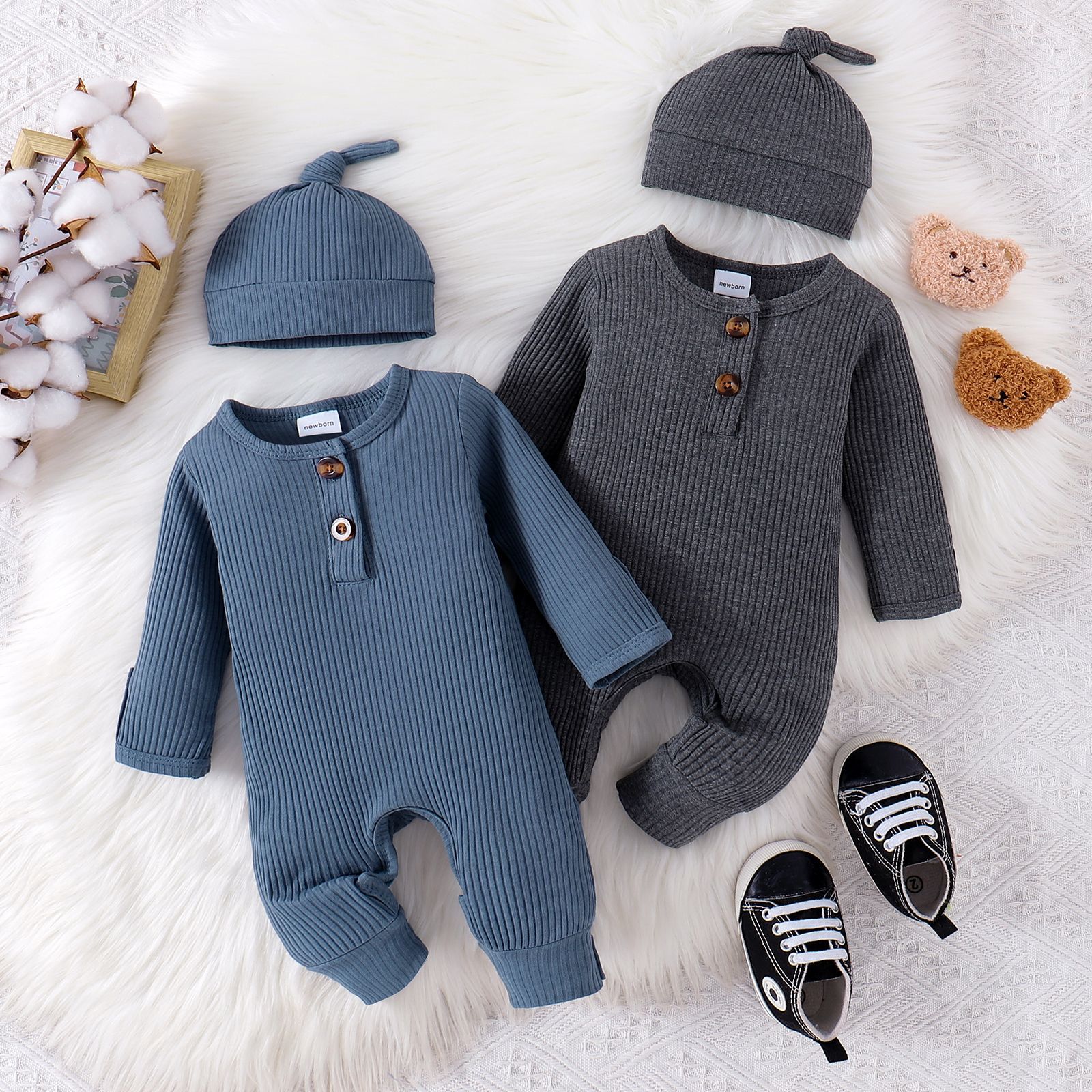 Baby Spring and Autumn Long Crawler Clothing for Boys and Girls Baby jumpsuit Ha Yi Newborn Clothing Hat Children's Clothing