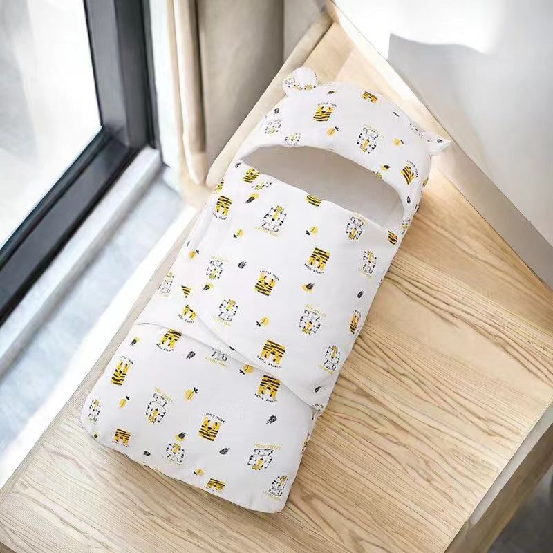 Baby blanket made of pure cotton thin baby sleeping bag, anti startle jumping swaddle, newborn bag, spring and autumn summer bag, single anti kick bag