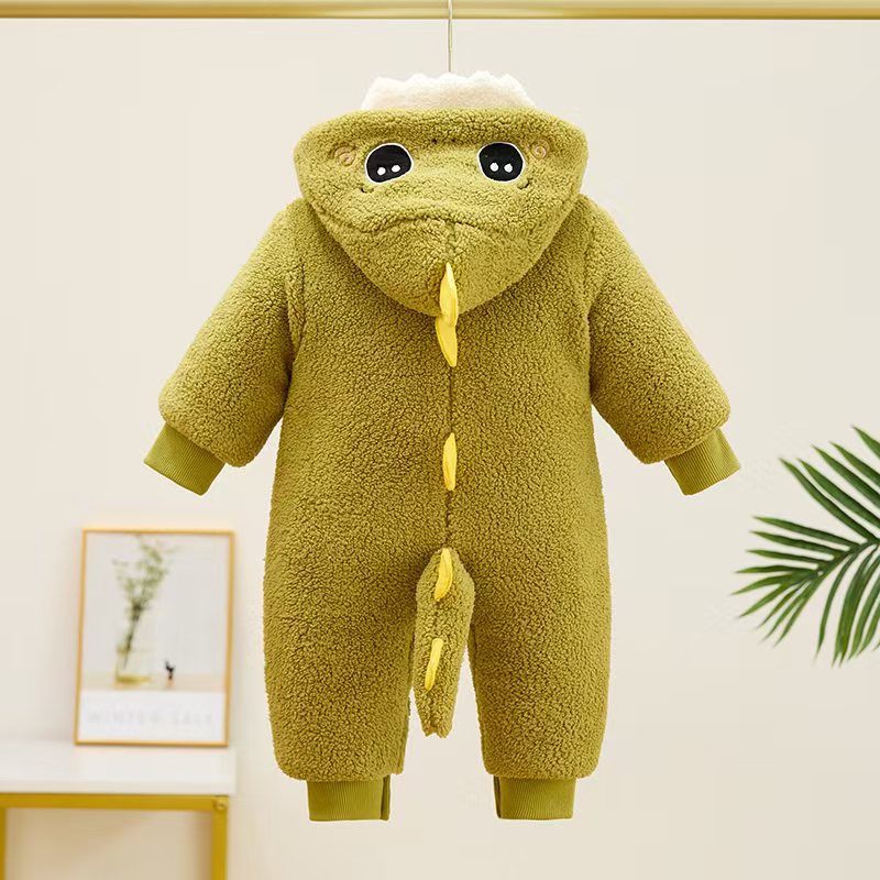 Baby clothes thickened for winter, outdoor hugging clothes, newborn jumpsuit with fleece, baby cotton clothes for 06-12 months in winter