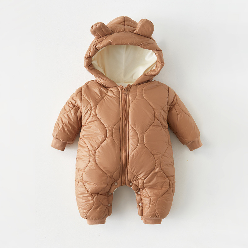 Autumn and winter newborn baby jumpsuit, baby winter clothes, cotton jacket with cotton clip on, outdoor hugging clothes, western-style one-piece hair replacement