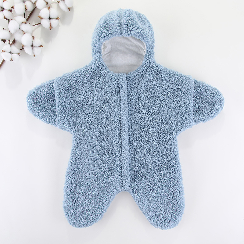 Baby jumpsuit for autumn and winter, baby pie, big star clothes without cotton, climbing clothes, thick winter clothes, bag wrapped outside sleeping bag