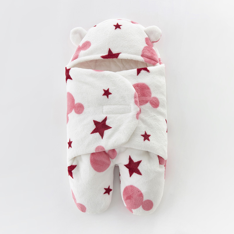 Baby sleeping bag flannel baby sleeping bag thickened split leg anti kick bag held by baby, autumn and winter newborn swaddle bag