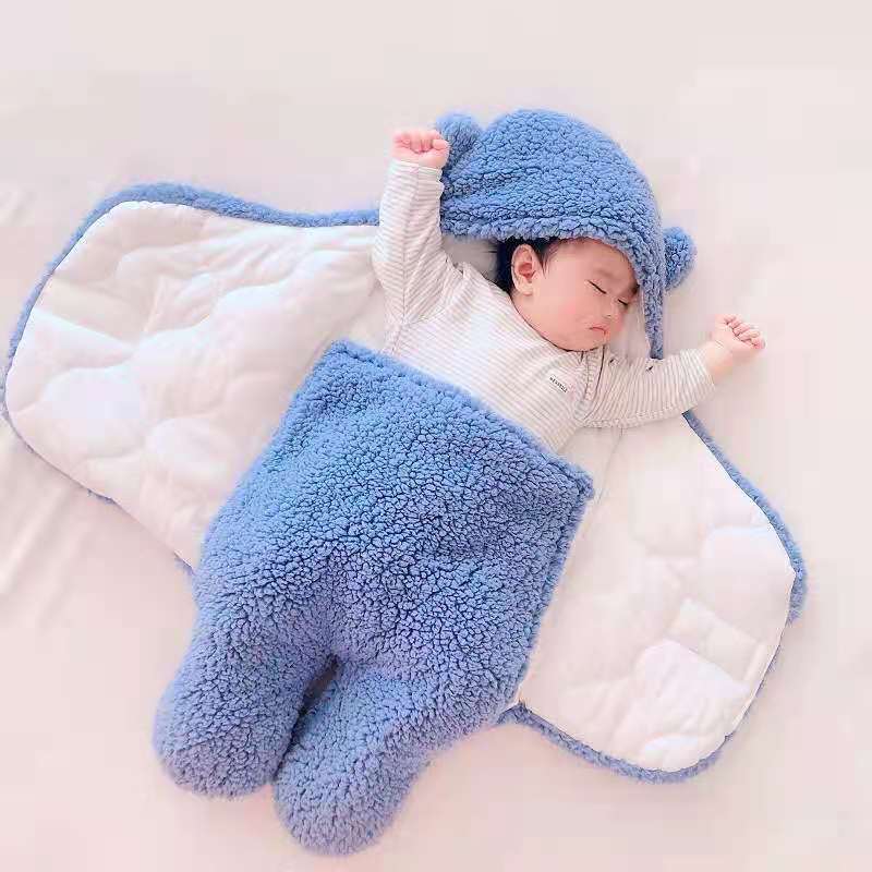 Baby bag, autumn and winter thick newborn hug, sleeping bag, dual-use swaddle, newborn baby supplies, anti startle jump blanket