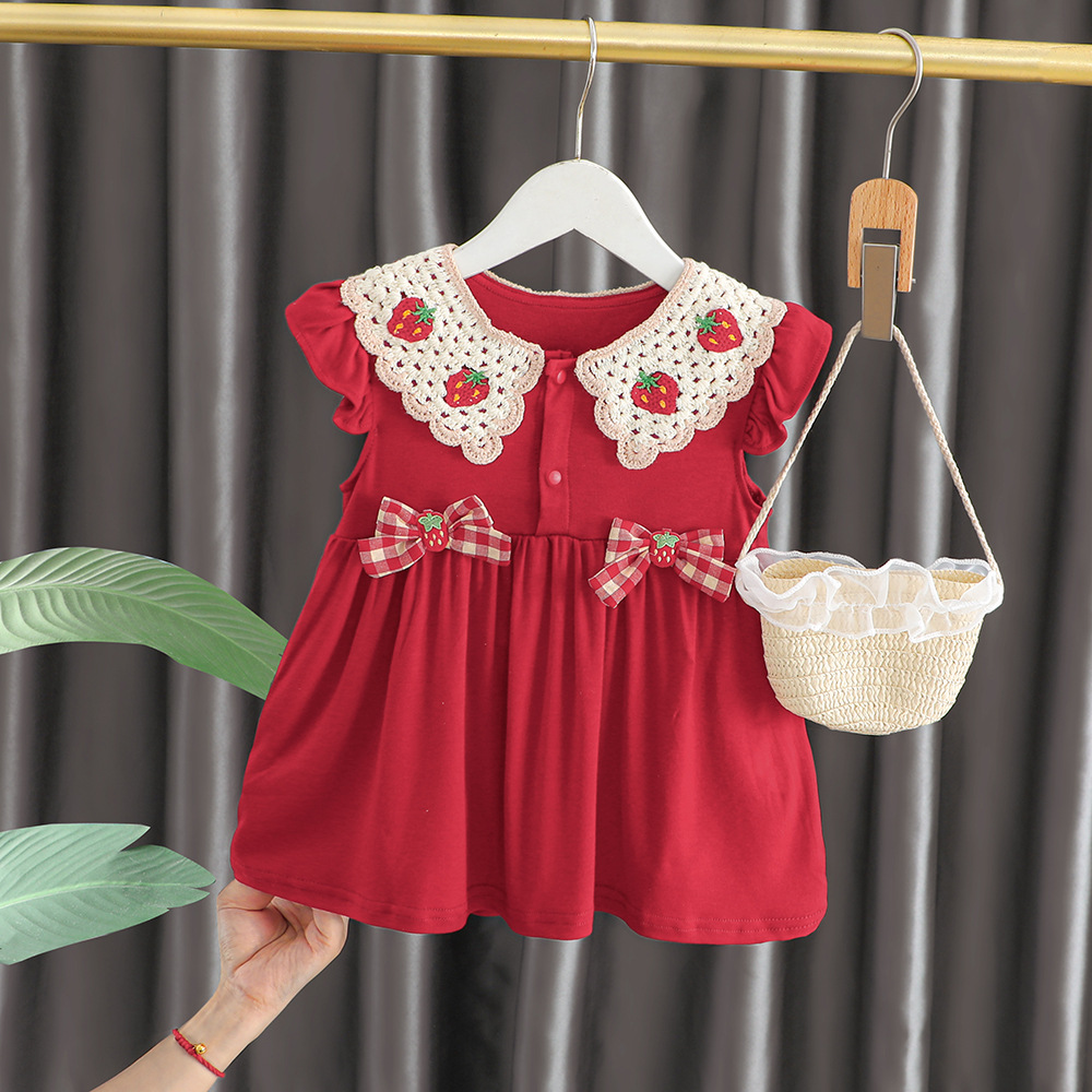 Live streaming supply of 2025 new fashionable princess dress for one year old girls, trendy and sweet dress for foreign trade wholesale