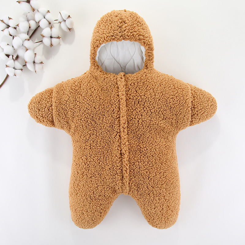 Baby sleeping bag, starfish lamb fleece split leg sleeping bag, thick cotton clip, warm baby sleeping bag, anti kick, spring autumn winter
