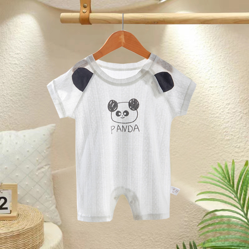 Summer thin crawling clothes, pure cotton baby jumpsuit, breathable baby air conditioning clothes, short sleeved newborn pajamas