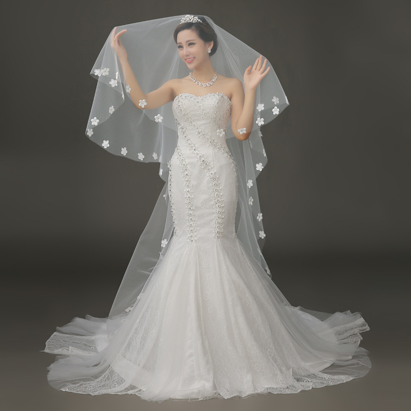 Wedding Dress Accessories 2024 New Luxury Lace Bridal Wedding Lace Women's 3-meter Flower Headveil Special Offer