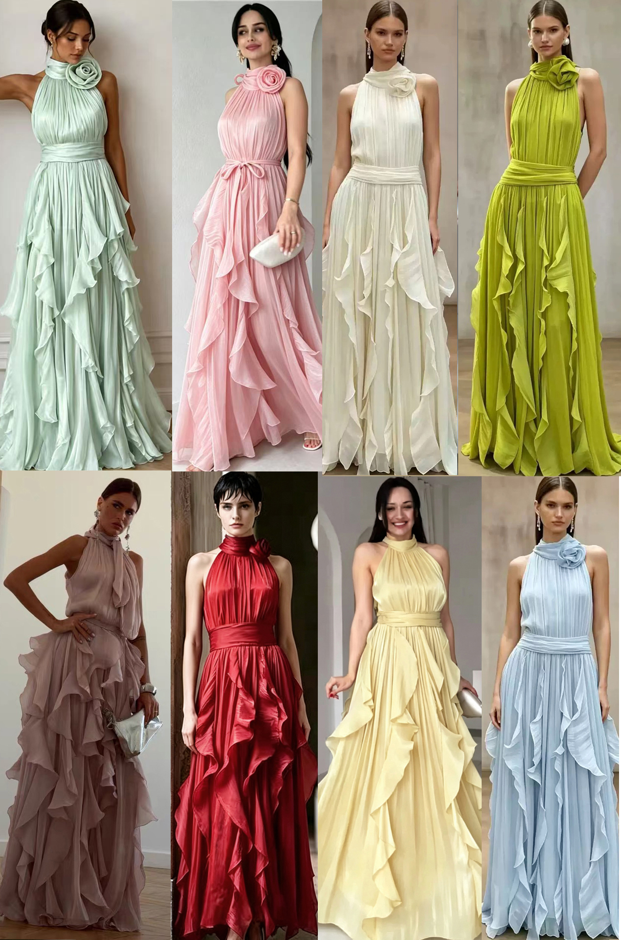 European and American summer new sexy off shoulder sleeveless slim fit dress with ruffled edges, big swing dress, formal dress, long skirt for women European and American summer new sexy off shoulder sleeveless slim fit dress with ruffled edges, big swing dress, formal dress, long skirt for women
