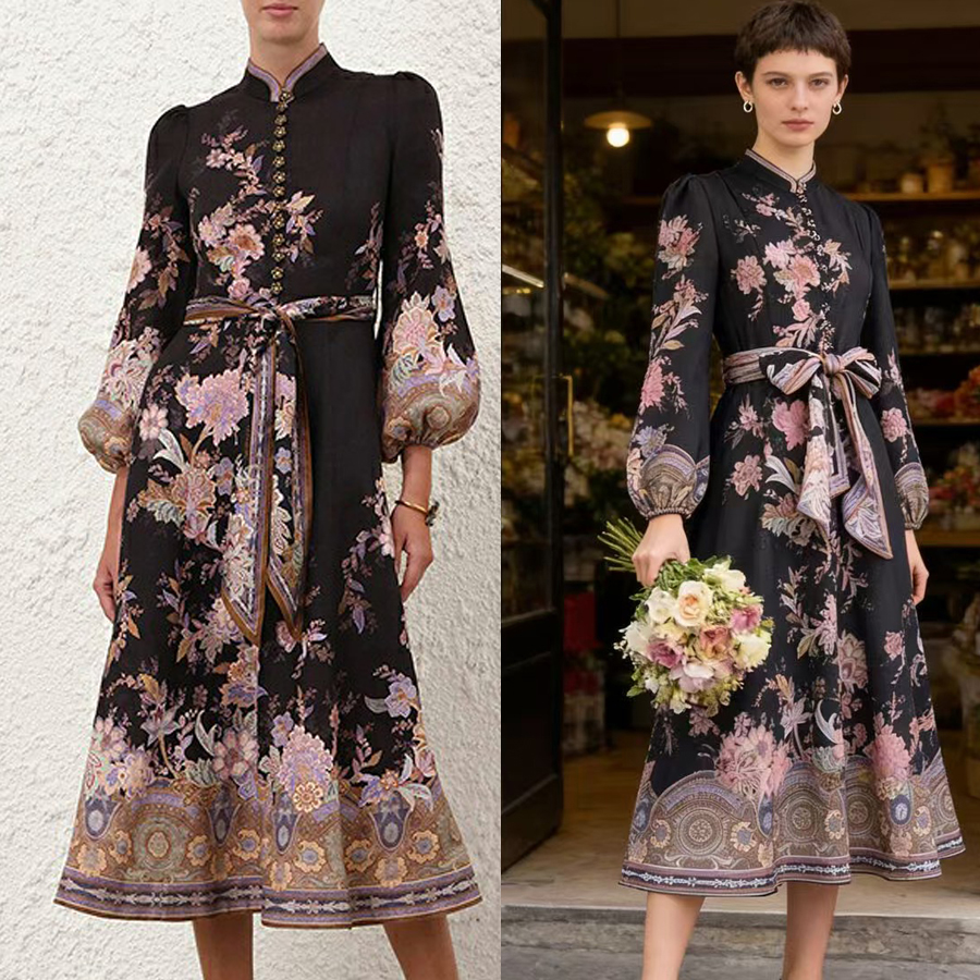 Australia 2026 autumn ready to wear new VALIANT button decoration details mid length dress+ribbon Australia 2026 autumn ready to wear new VALIANT button decoration details mid length dress+ribbon