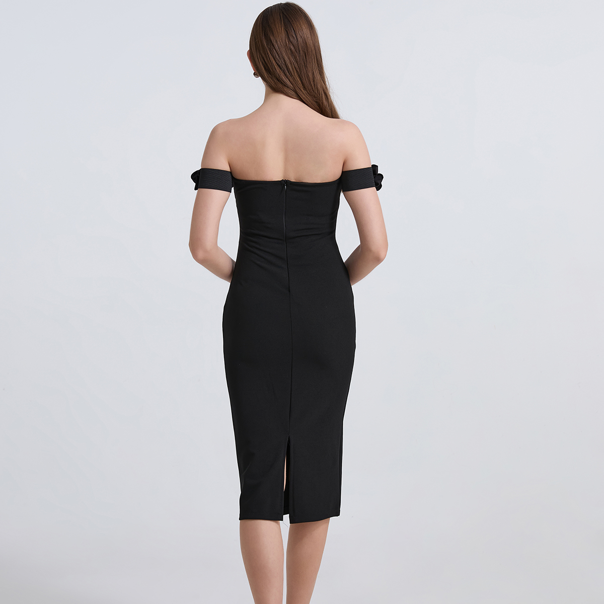 Real time shooting of French heavy industry nail diamond gold style one shoulder three-dimensional flower slim fit slit dress Real time shooting of French heavy industry nail diamond gold style one shoulder three-dimensional flower slim fit slit dress
