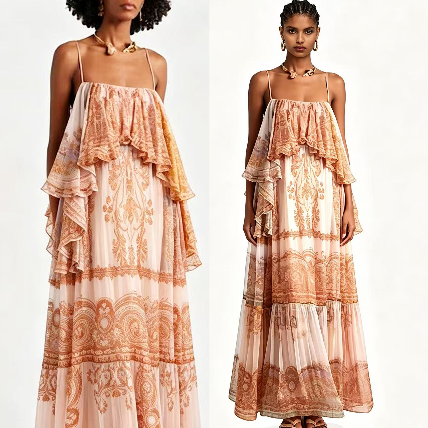 Z Home Oufa Light Luxury 2026 Holiday New Bohemian Style Printed Strap Skirt Fairy Dress Z Home Oufa Light Luxury 2026 Holiday New Bohemian Style Printed Strap Skirt Fairy Dress