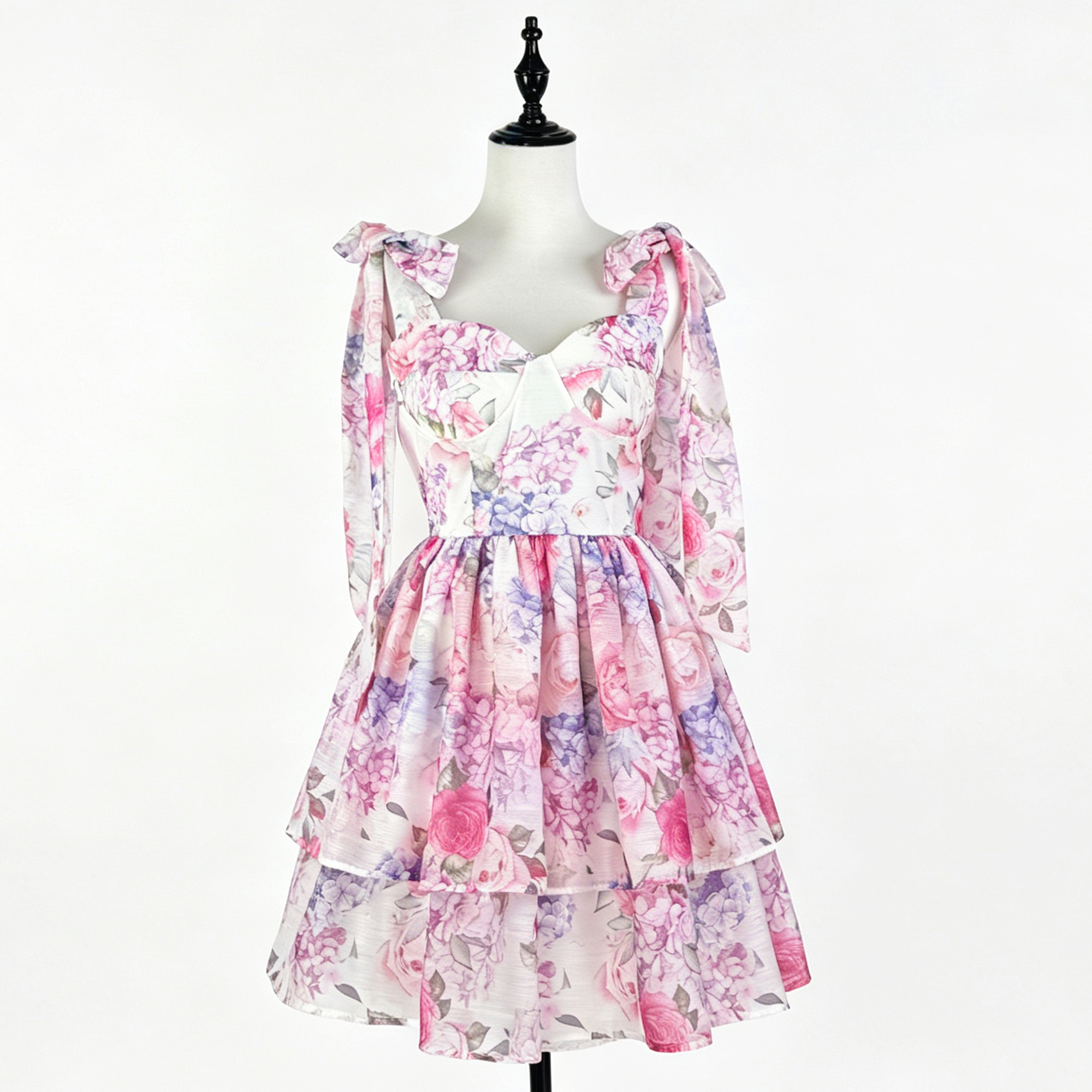 European and American sleeveless camisole strap casual short skirt strapless backless floral print layered cake dress short skirt European and American sleeveless camisole strap casual short skirt strapless backless floral print layered cake dress short skirt