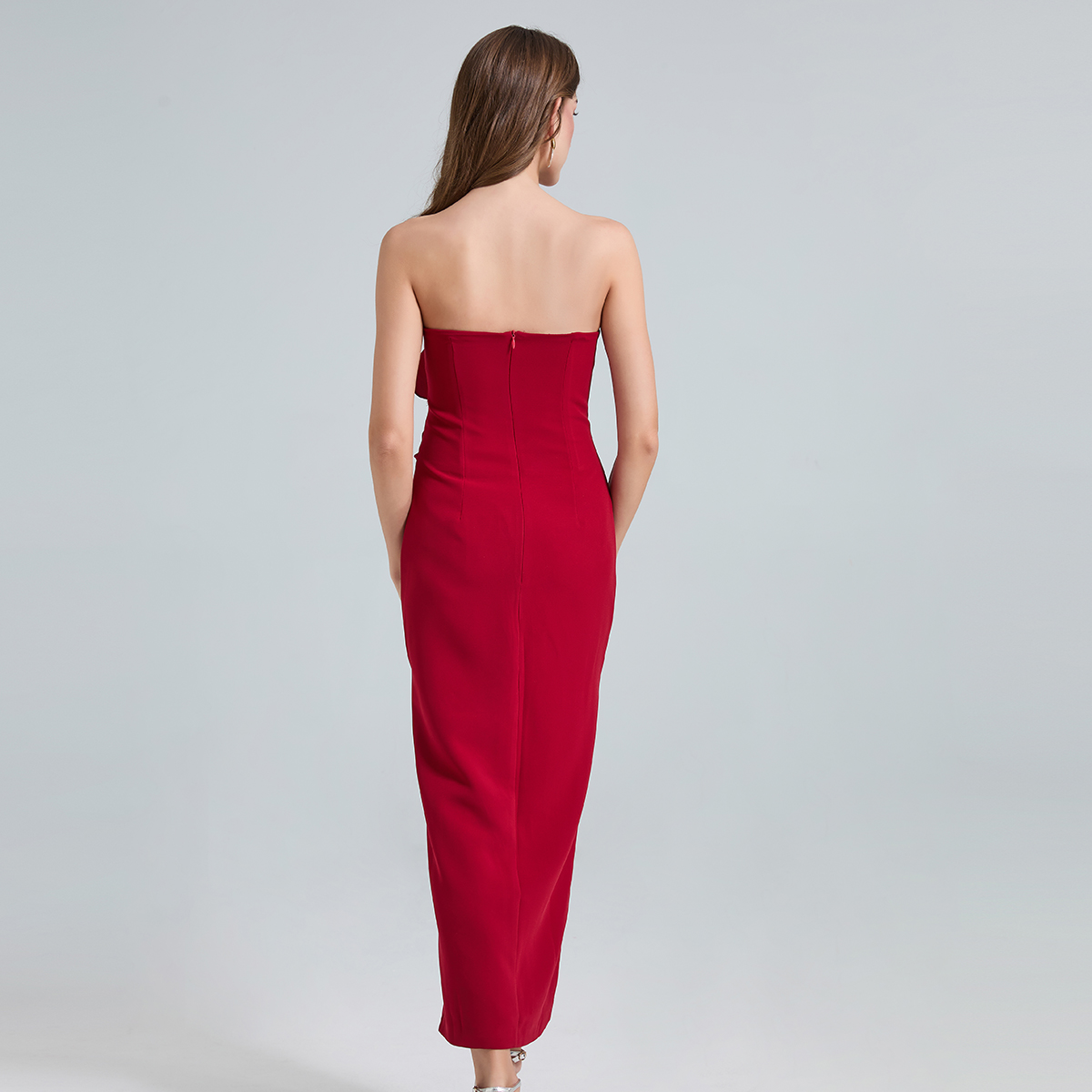 Real shot French romantic rose shaped strapless slim evening dress dress, high waisted banquet dress Real shot French romantic rose shaped strapless slim evening dress dress, high waisted banquet dress