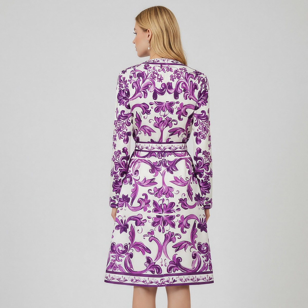 Real time shooting of European and American positioning printed short sleeved dress, high waist slim fit round neck bow tie tied skirt Real time shooting of European and American positioning printed short sleeved dress, high waist slim fit round neck bow tie tied skirt