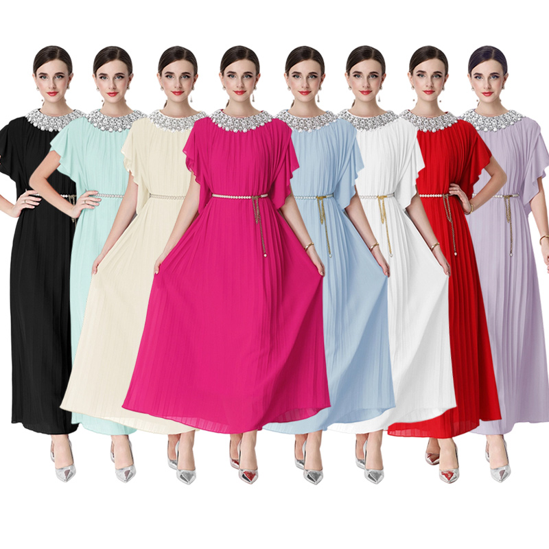 Heavy industry nail bead temperament dress with flying sleeves, fairy girl dress