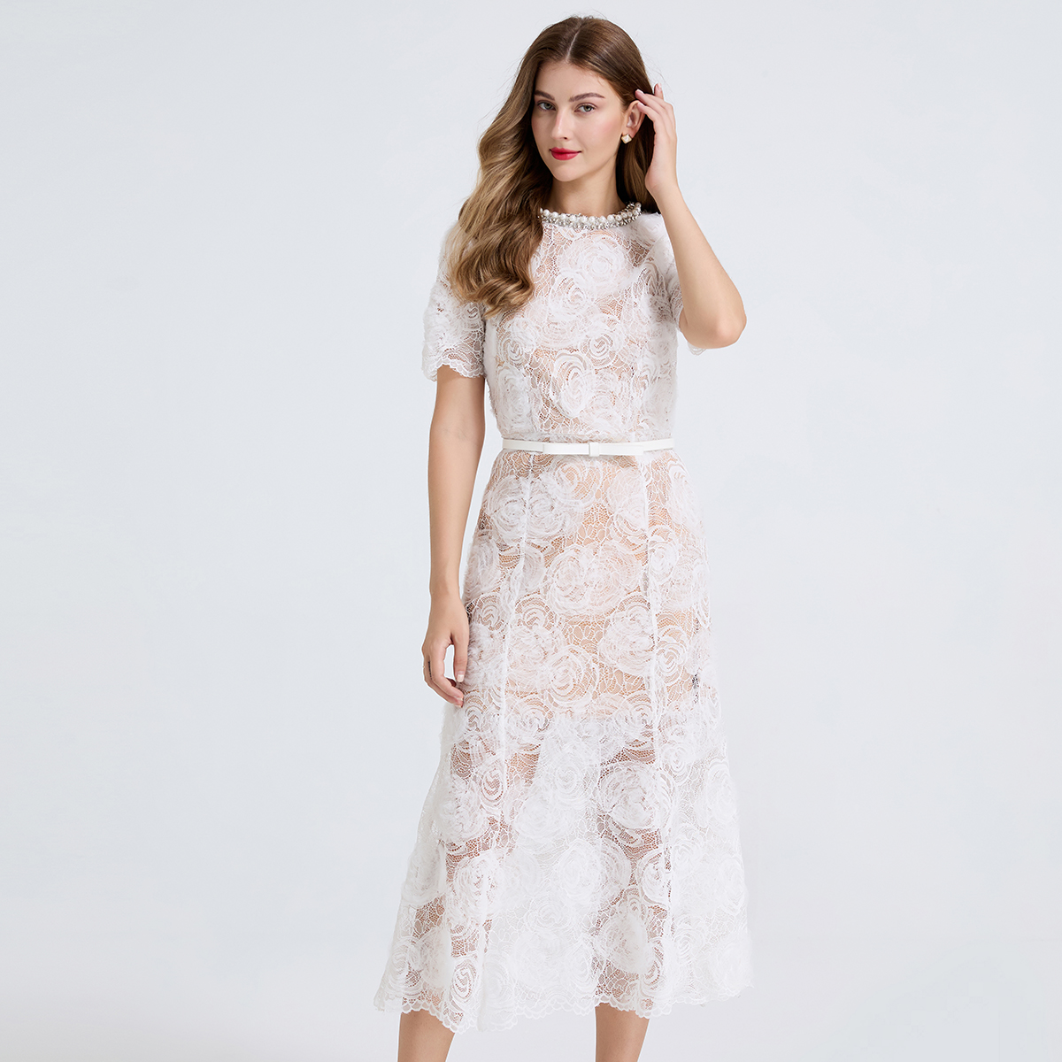 High version heavy-duty three-dimensional chiffon plate flower nail bead diamond decoration slim fit fish tail dress evening dress High version heavy-duty three-dimensional chiffon plate flower nail bead diamond decoration slim fit fish tail dress evening dress