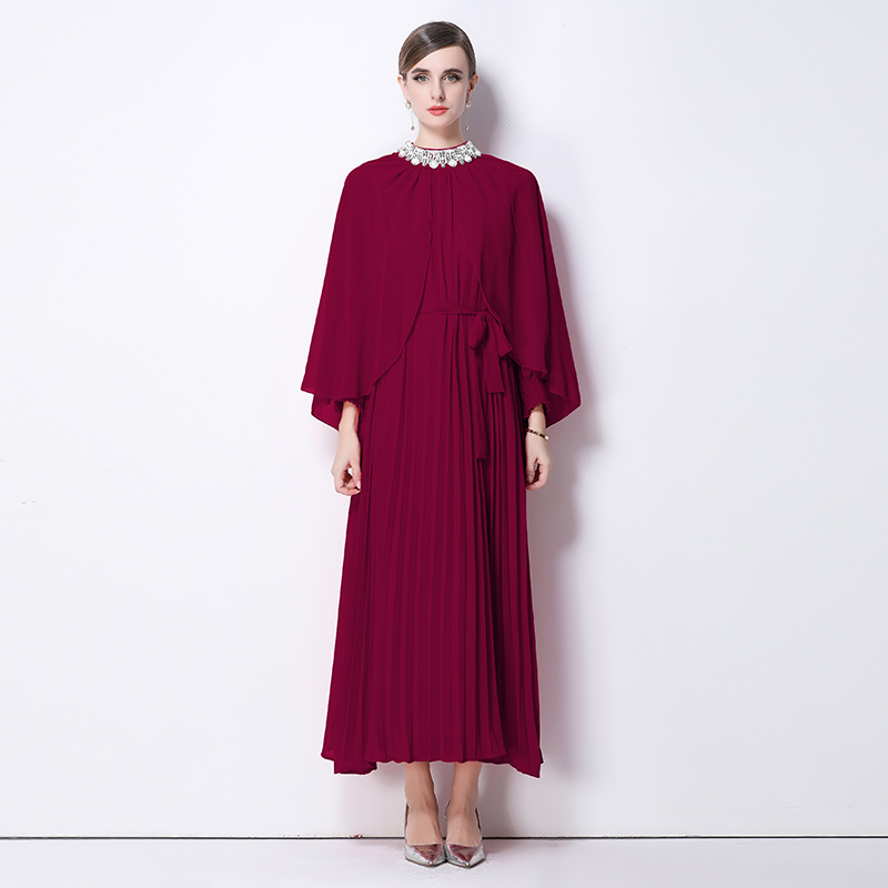 Xianqi Piaopiao temperament cloak dress heavy industry handmade nail bead dress long skirt Xianqi Piaopiao temperament cloak dress heavy industry handmade nail bead dress long skirt