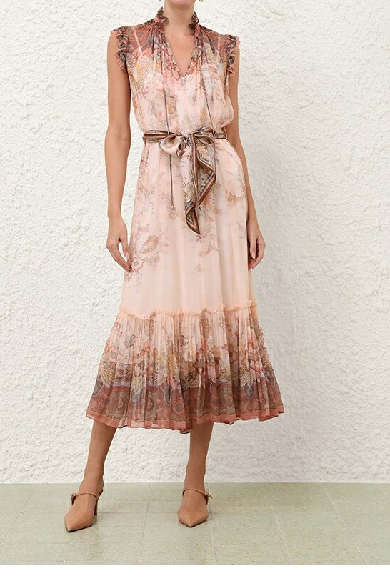 Australia 2026 autumn ready to wear new VALIANT blue floral pattern flowing style dress mid length skirt Australia 2026 autumn ready to wear new VALIANT blue floral pattern flowing style dress mid length skirt