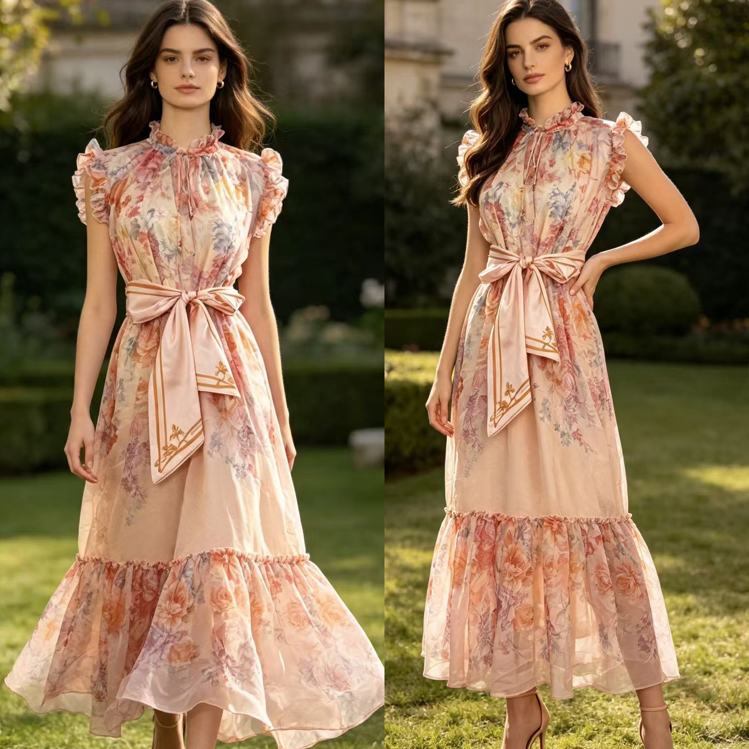 Australia 2026 autumn ready to wear new VALIANT blue floral pattern flowing style dress mid length skirt Australia 2026 autumn ready to wear new VALIANT blue floral pattern flowing style dress mid length skirt