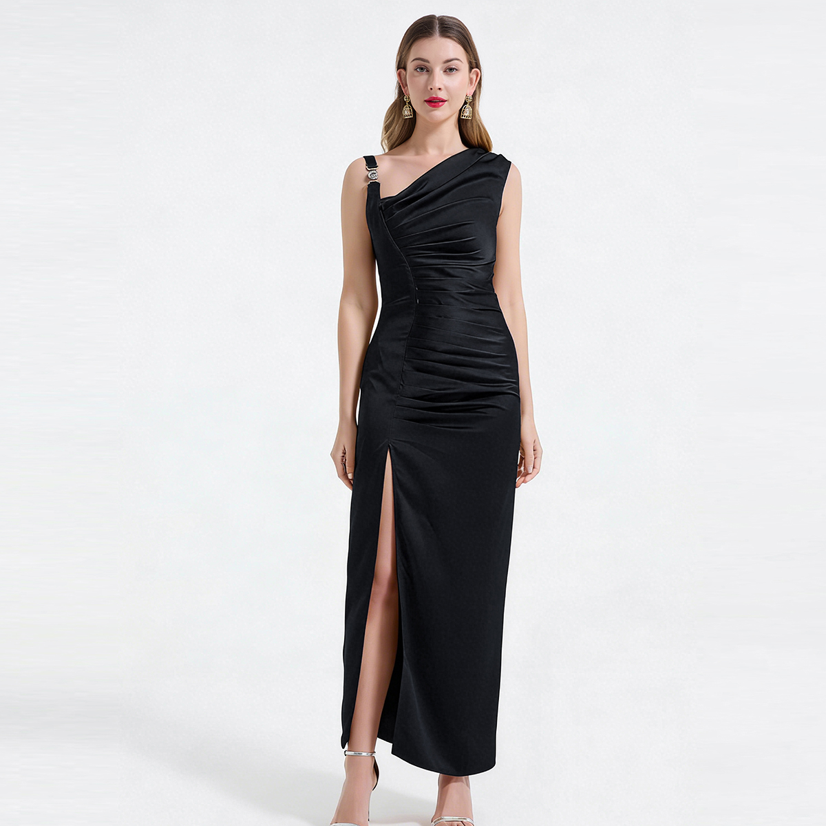 Real time shooting of new spring and summer products, vinegar satin asymmetric design cutting, hip hugging one-piece skirt, three-dimensional pleated skirt Real time shooting of new spring and summer products, vinegar satin asymmetric design cutting, hip hugging one-piece skirt, three-dimensional pleated skirt