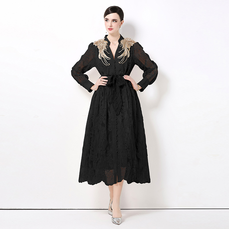 Palace Embroidery Water soluble Lace Retro Long Dress Heavy Industry Versatile Dress Palace Embroidery Water soluble Lace Retro Long Dress Heavy Industry Versatile Dress