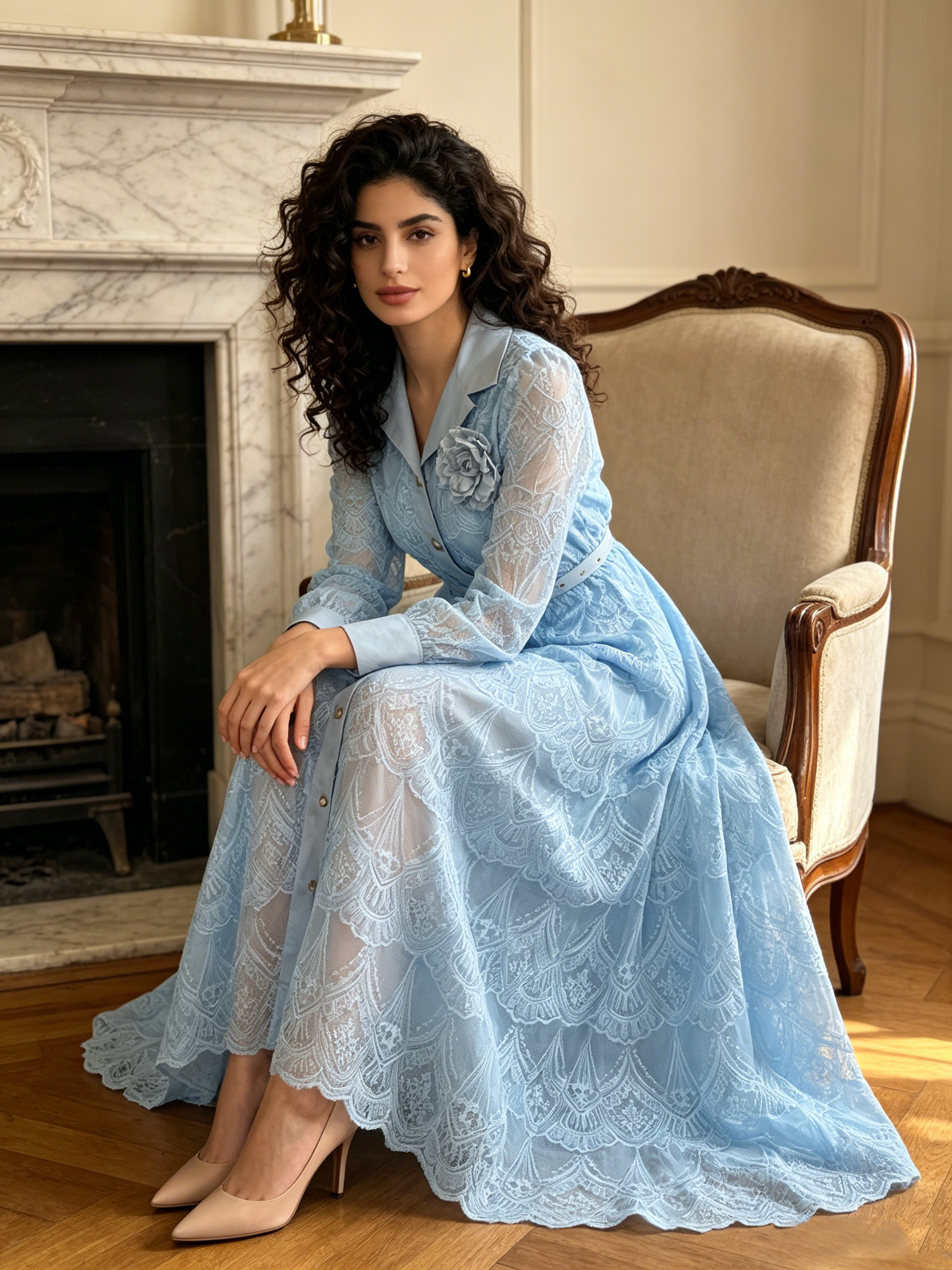 French socialite style heavy industry hollow embroidery dress for women 2026 new style single breasted buckle with waist belt, slimming long skirt French socialite style heavy industry hollow embroidery dress for women 2026 new style single breasted buckle with waist belt, slimming long skirt