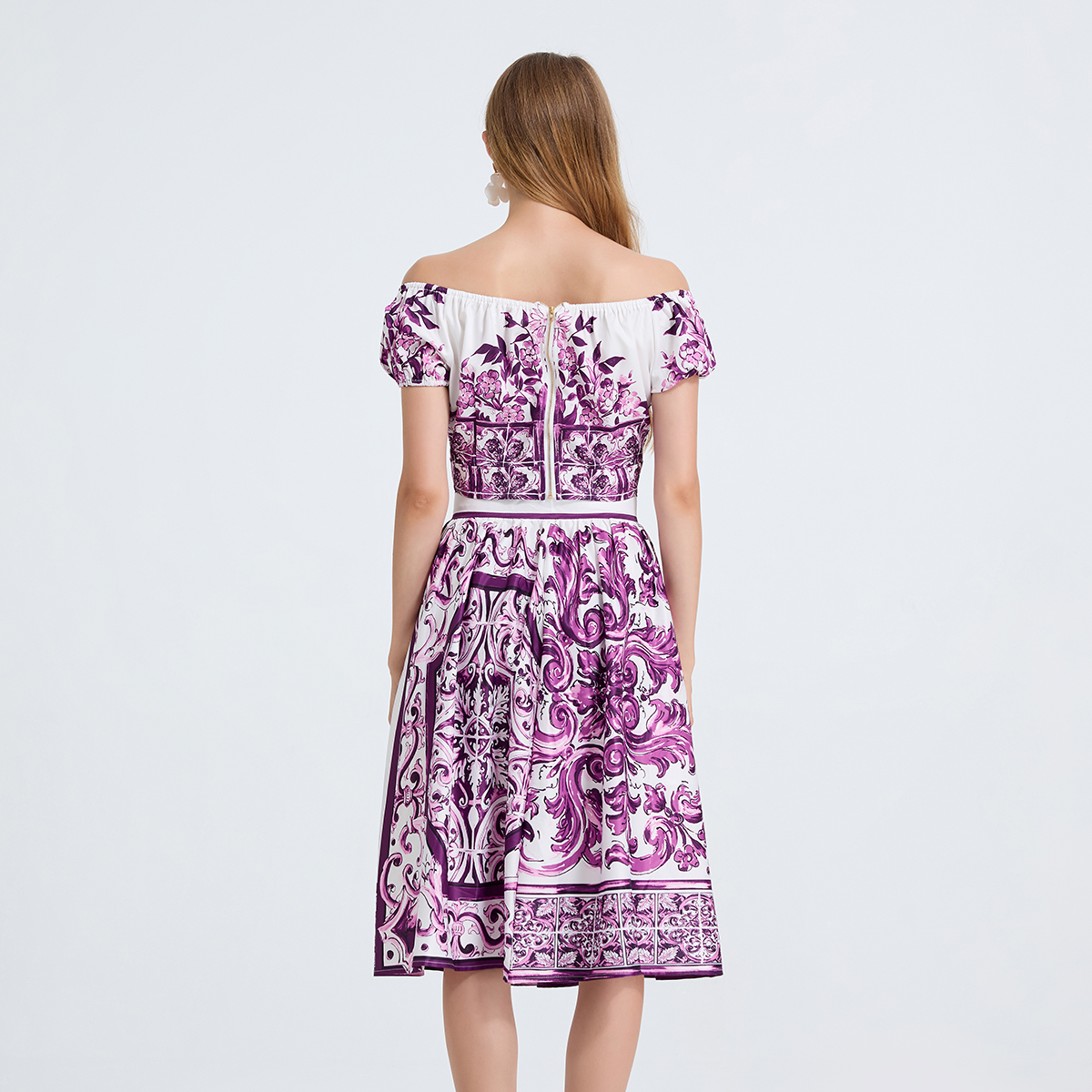 Real shot sexy one shoulder butterfly tie tied short sleeved top+high waisted printed skirt two-piece set Real shot sexy one shoulder butterfly tie tied short sleeved top+high waisted printed skirt two-piece set