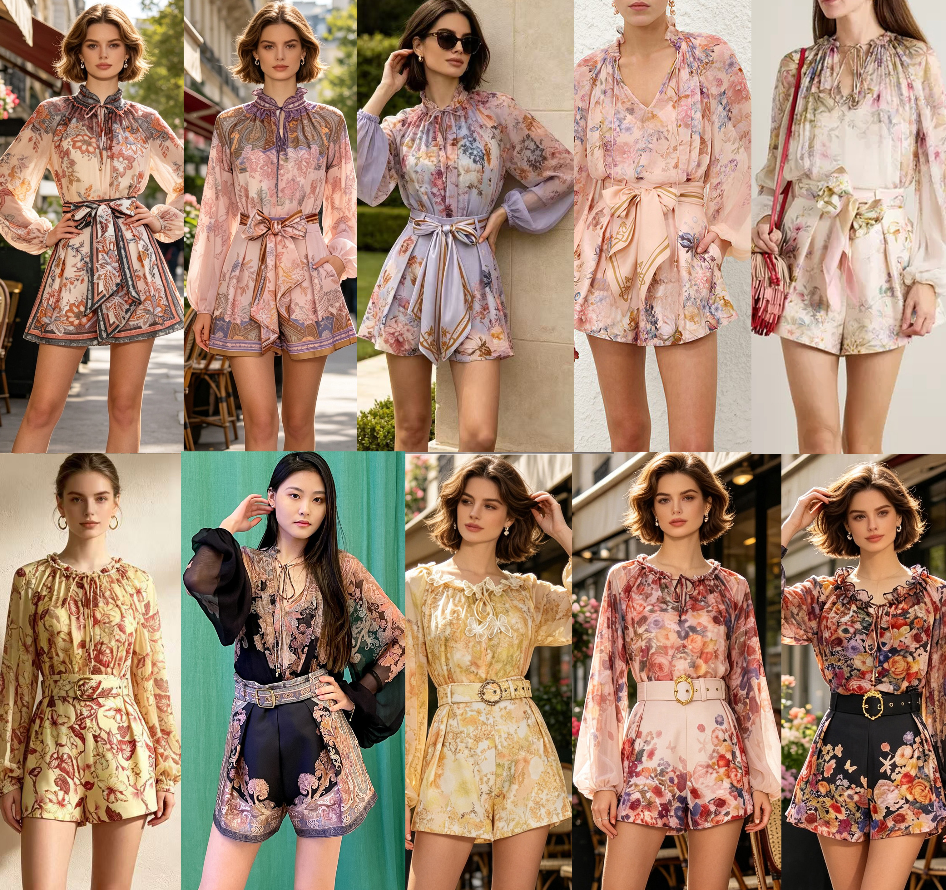 Australian light luxury 2026 autumn ready to wear new VALIANT peach pink printed pleated shirt+detail shorts Australian light luxury 2026 autumn ready to wear new VALIANT peach pink printed pleated shirt+detail shorts